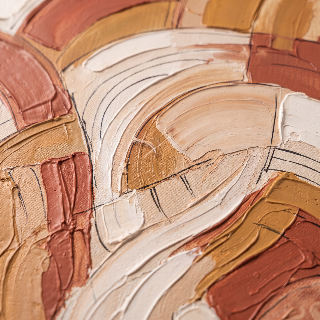 Terracotta Curved Forms Abstract Wall Art, Earth Tone Impasto Painting, Modern Bedroom Decor, Gift