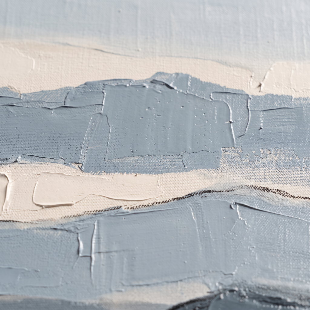 Fog Blue Layered Texture Abstract Canvas, Minimalist Wall Art Print, Calm Bathroom Decor, Gift