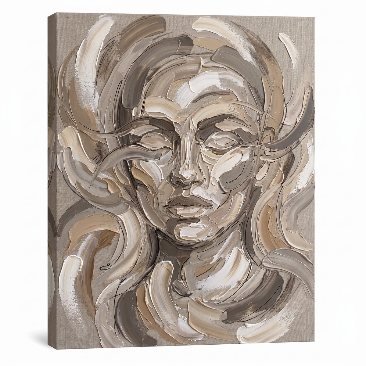 Warm Neutral Portrait Face Study Canvas Print - BloomWorld wall art print