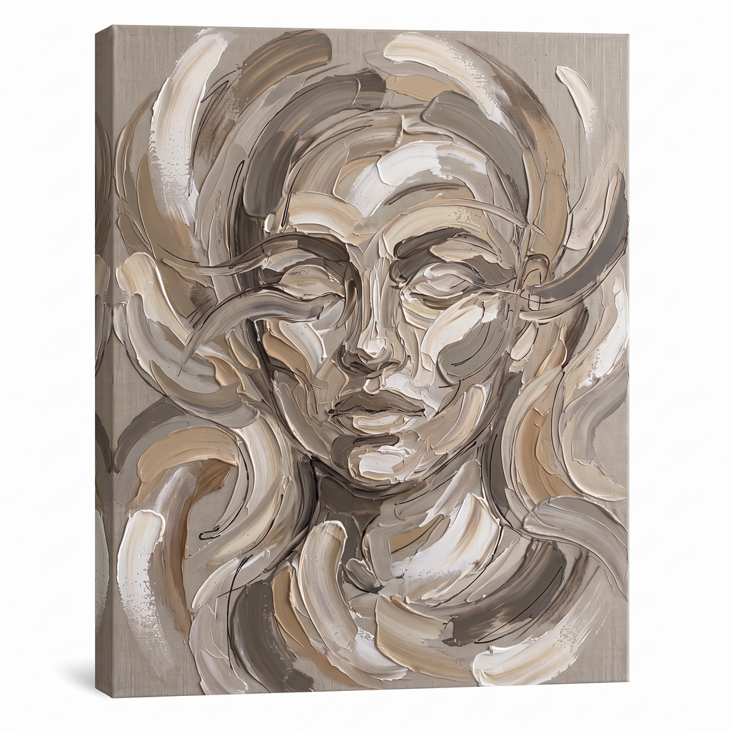Warm Neutral Impasto Arcs Wall Art, Thick Palette Knife Abstract Painting, Modern Living Room Decor, Gift