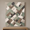 Sage Earth Tone Blocks Abstract Canvas, Muted Botanical Wall Art, Cozy Farmhouse Decor, Gift