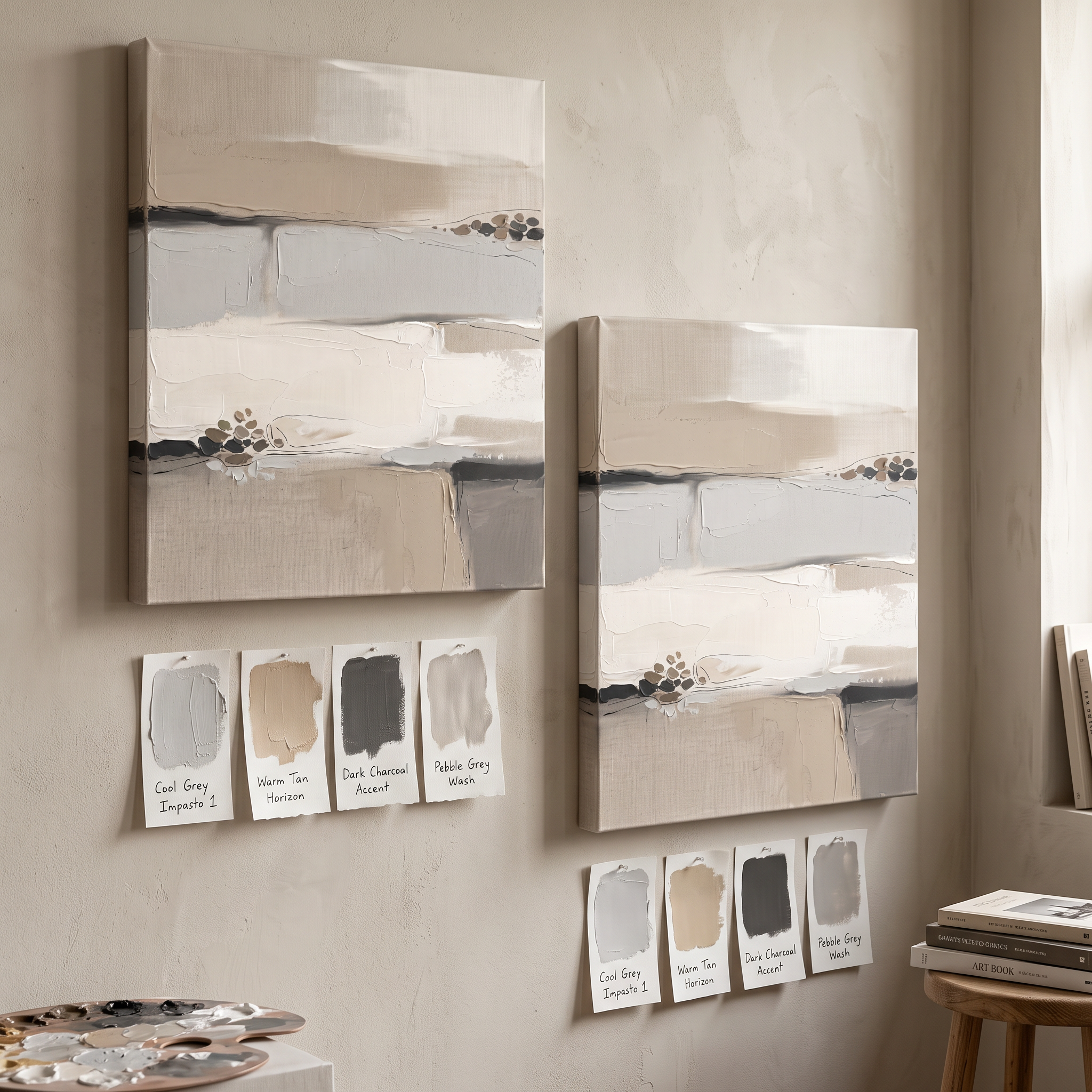 Beige Minimalist Horizon Wall Art, Neutral Abstract Canvas Print, Calm Living Room Decor, Gift