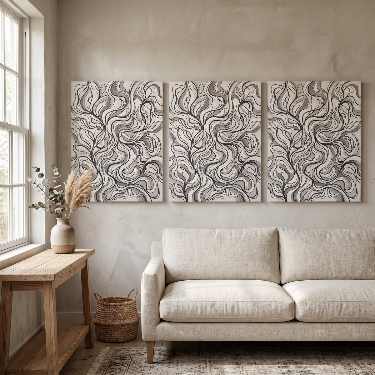 Charcoal Organic Line  - BloomWorld wall art print
