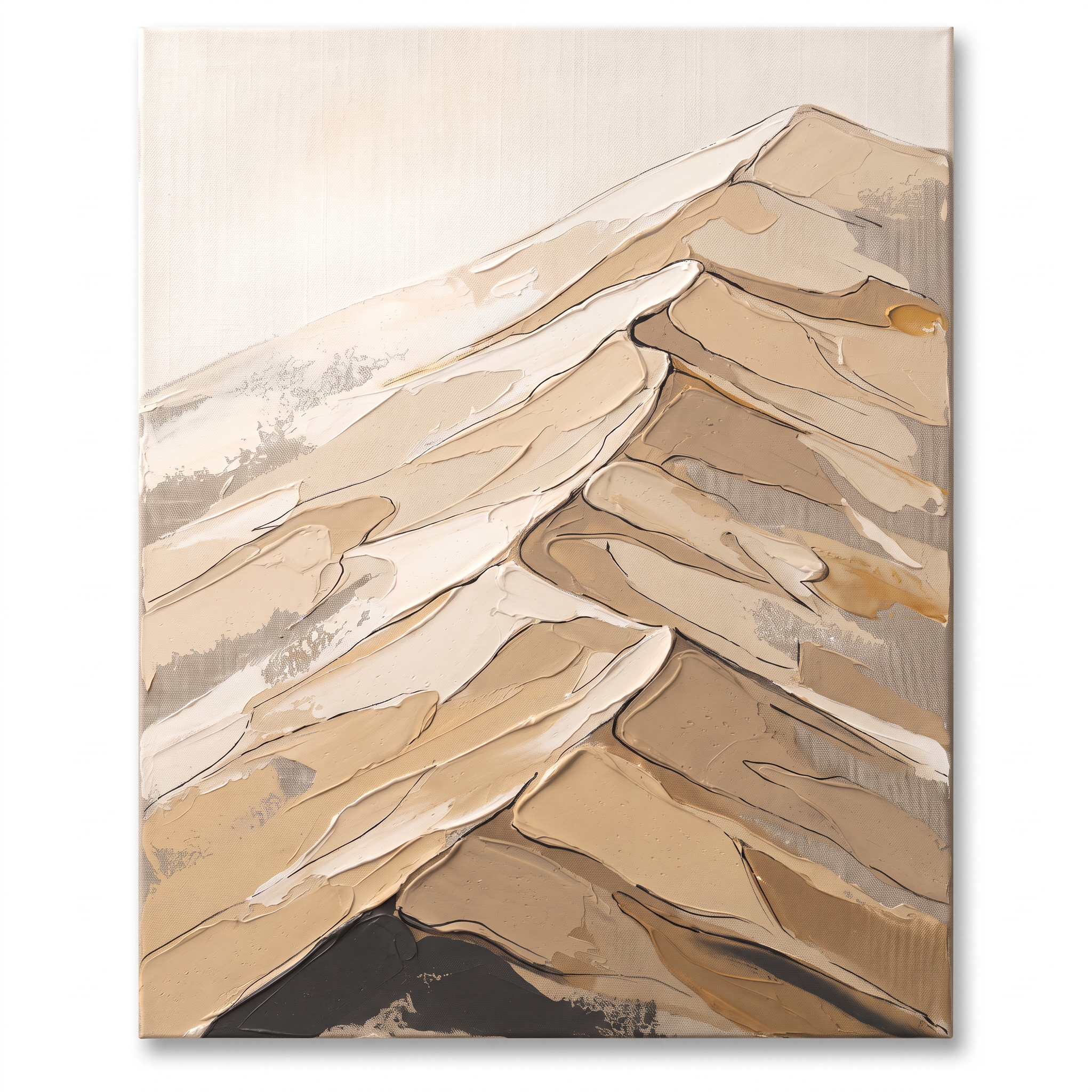 Sand Dune Abstract Canvas Wall Art, Desert Texture Impasto Painting, Warm Neutral Decor, Gift