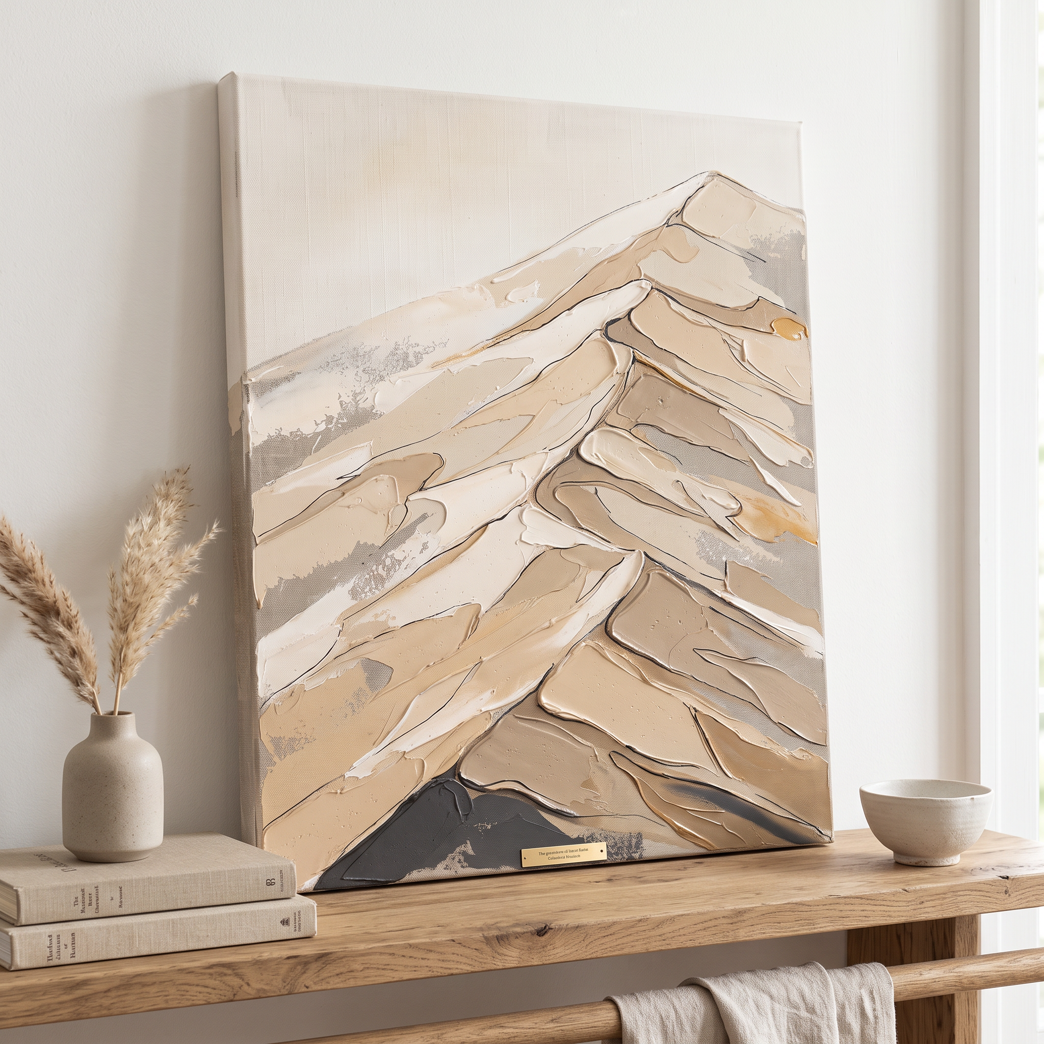 Sand Dune Abstract Canvas Wall Art, Desert Texture Impasto Painting, Warm Neutral Decor, Gift