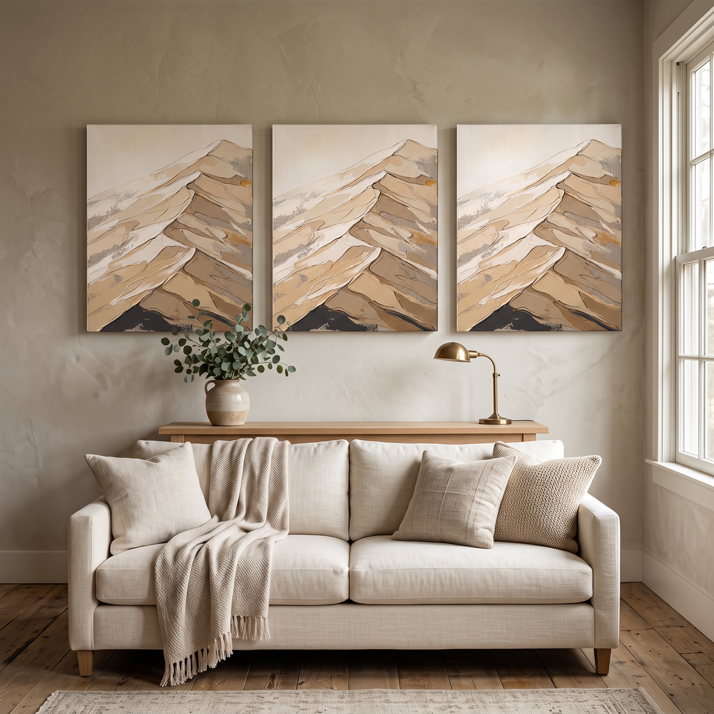 Sand Dune Abstract Canvas Wall Art, Desert Texture Impasto Painting, Warm Neutral Decor, Gift