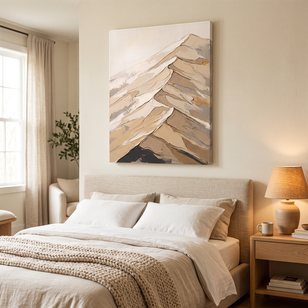 Sand Dune Abstract Canvas Wall Art, Desert Texture Impasto Painting, Warm Neutral Decor, Gift