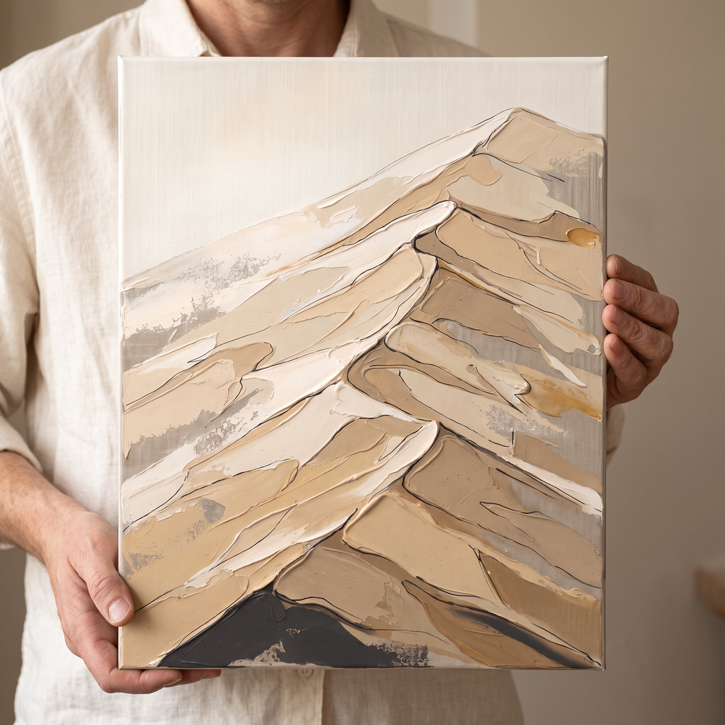 Sand Dune Abstract Canvas Wall Art, Desert Texture Impasto Painting, Warm Neutral Decor, Gift