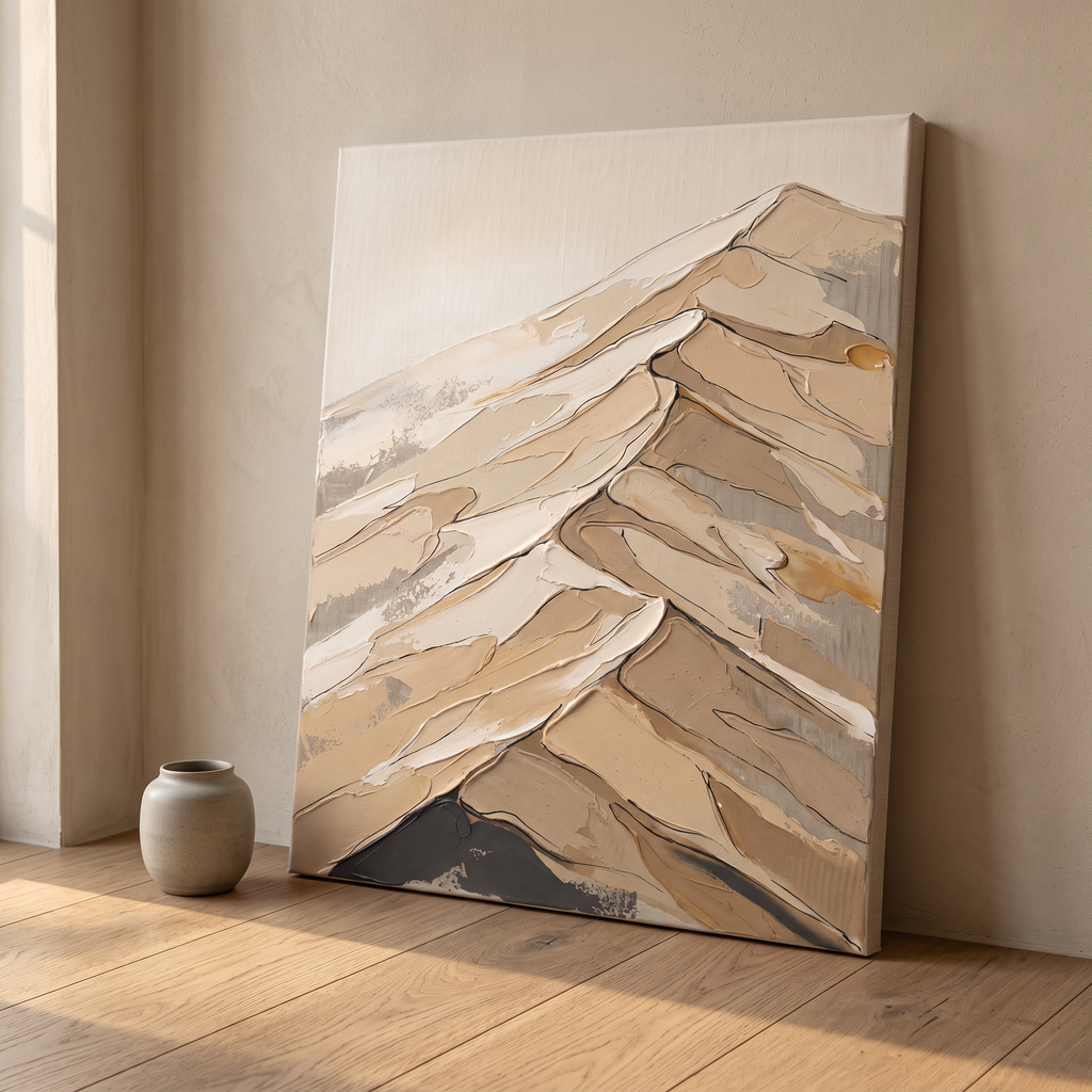 Sand Dune Abstract Canvas Wall Art, Desert Texture Impasto Painting, Warm Neutral Decor, Gift