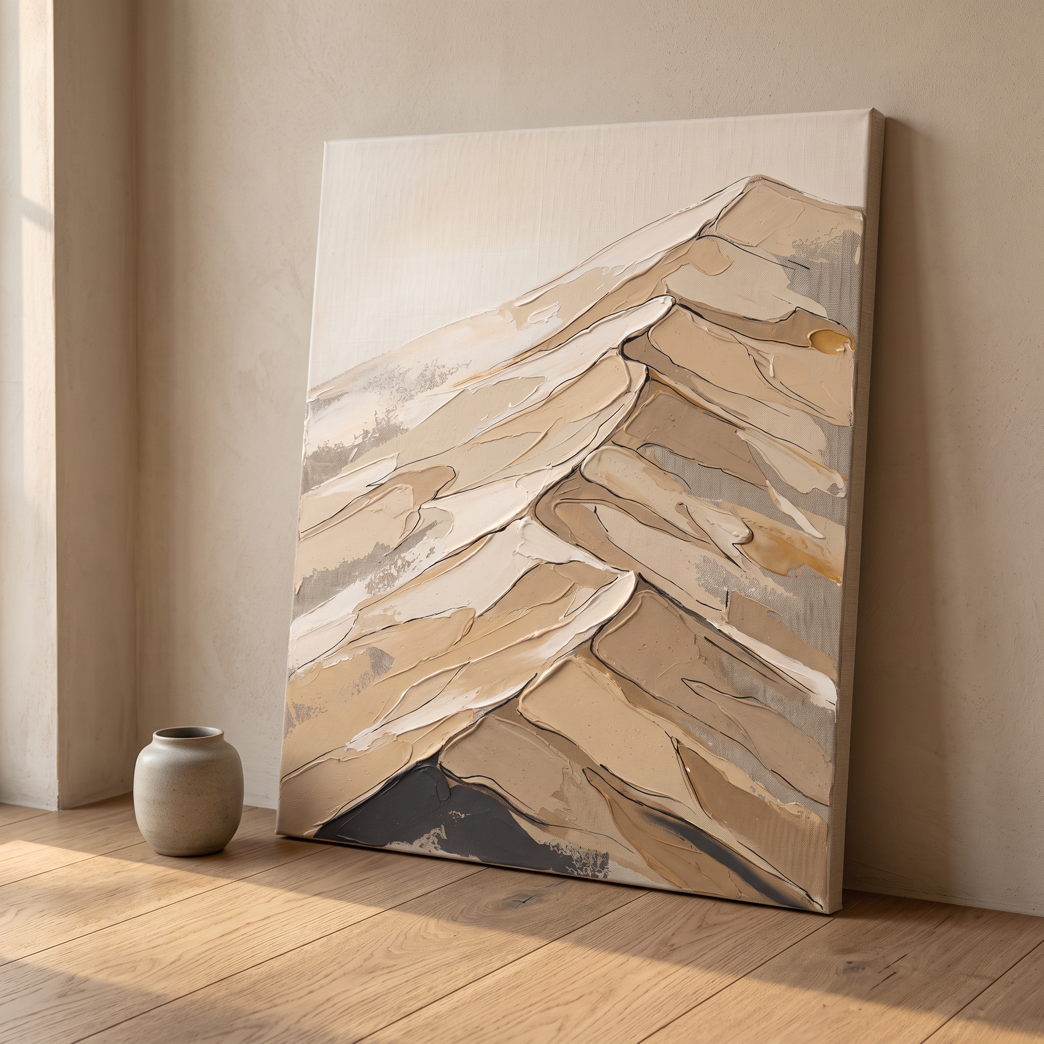 Sand Dune Abstract Canvas Wall Art, Desert Texture Impasto Painting, Warm Neutral Decor, Gift
