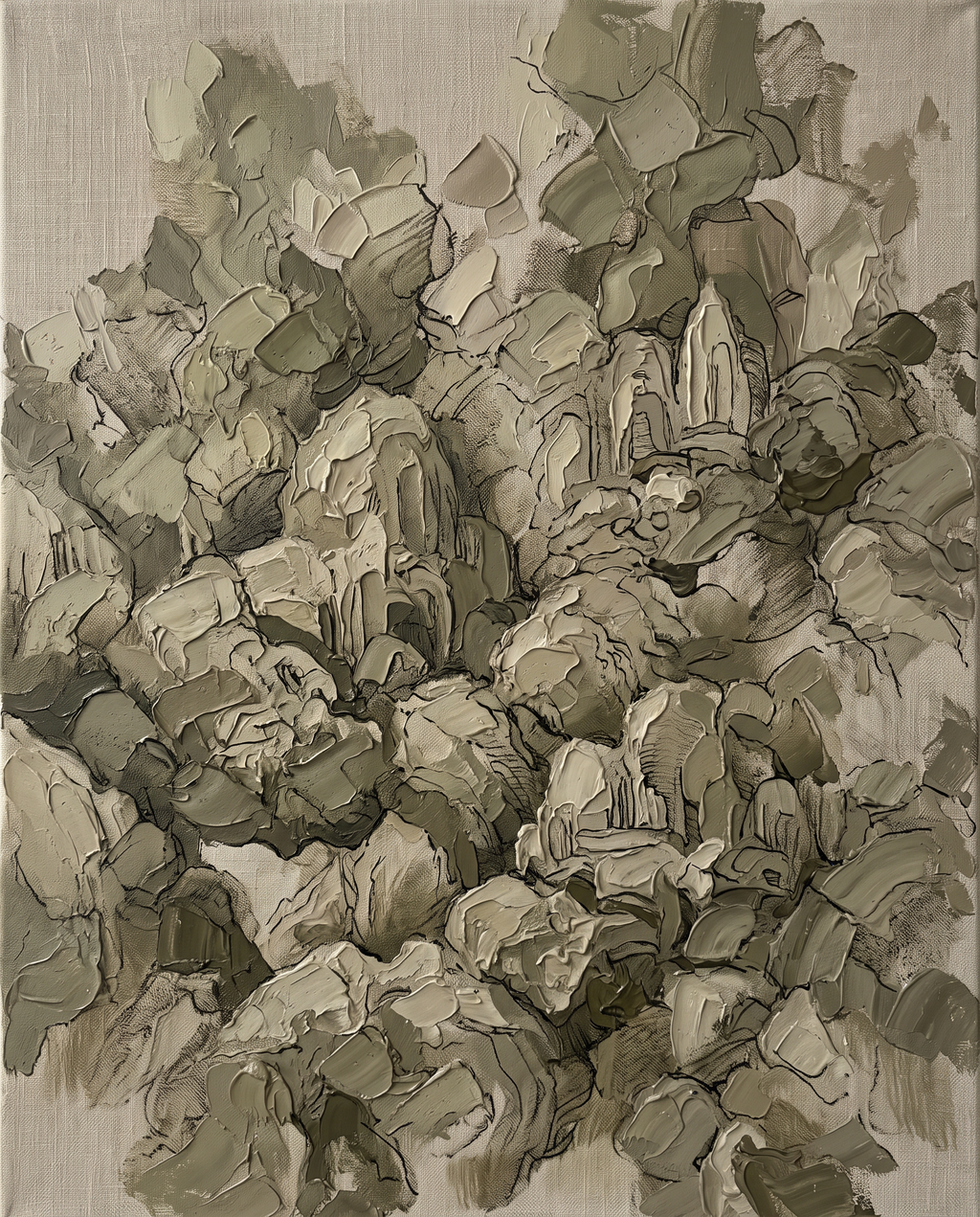 Olive Neutral Texture Abstract Wall Art, Earth Tone Impasto Canvas, Organic Modern Decor, Gift