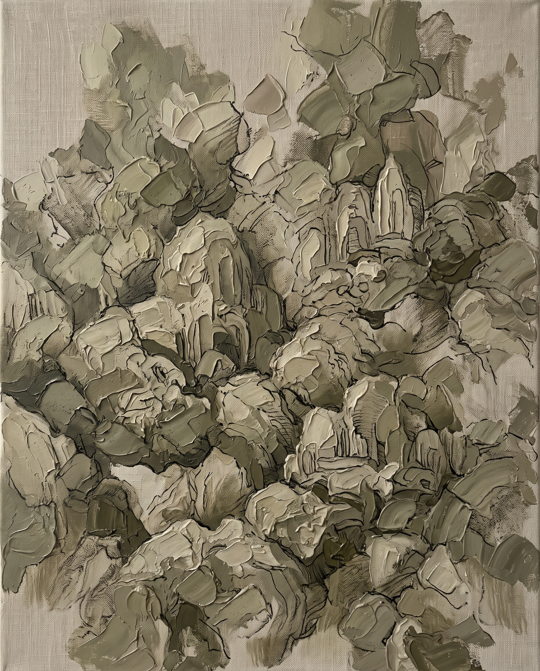 Olive Neutral Texture Abstract Wall Art, Earth Tone Impasto Canvas, Organic Modern Decor, Gift