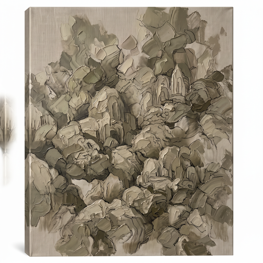 Olive Neutral Texture Abstract Wall Art, Earth Tone Impasto Canvas, Organic Modern Decor, Gift
