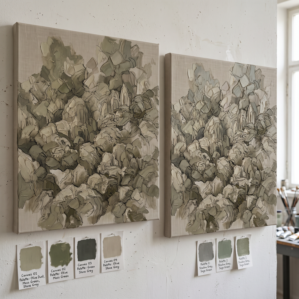 Olive Neutral Texture Abstract Wall Art, Earth Tone Impasto Canvas, Organic Modern Decor, Gift