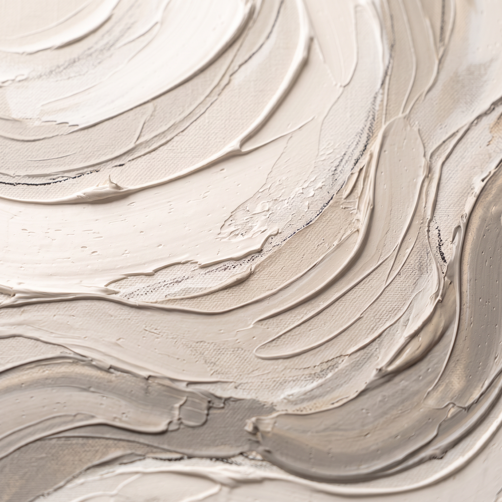 Cream Impasto Waves Abstract Wall Art, Thick Textured Canvas Painting, Elegant Bedroom Decor, Gift