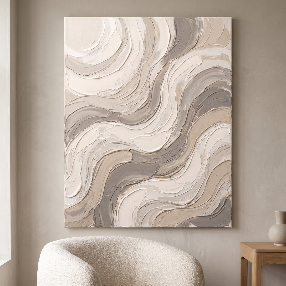 Cream Impasto-Style Waves - BloomWorld wall art print