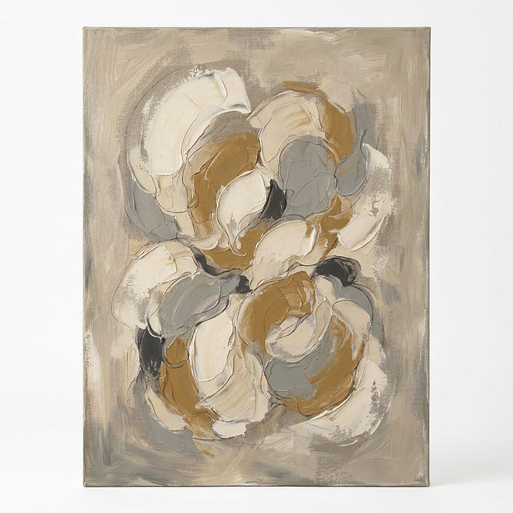 Warm Neutral Floral Petal Ring Abstract Canvas Print - BloomWorld wall art print