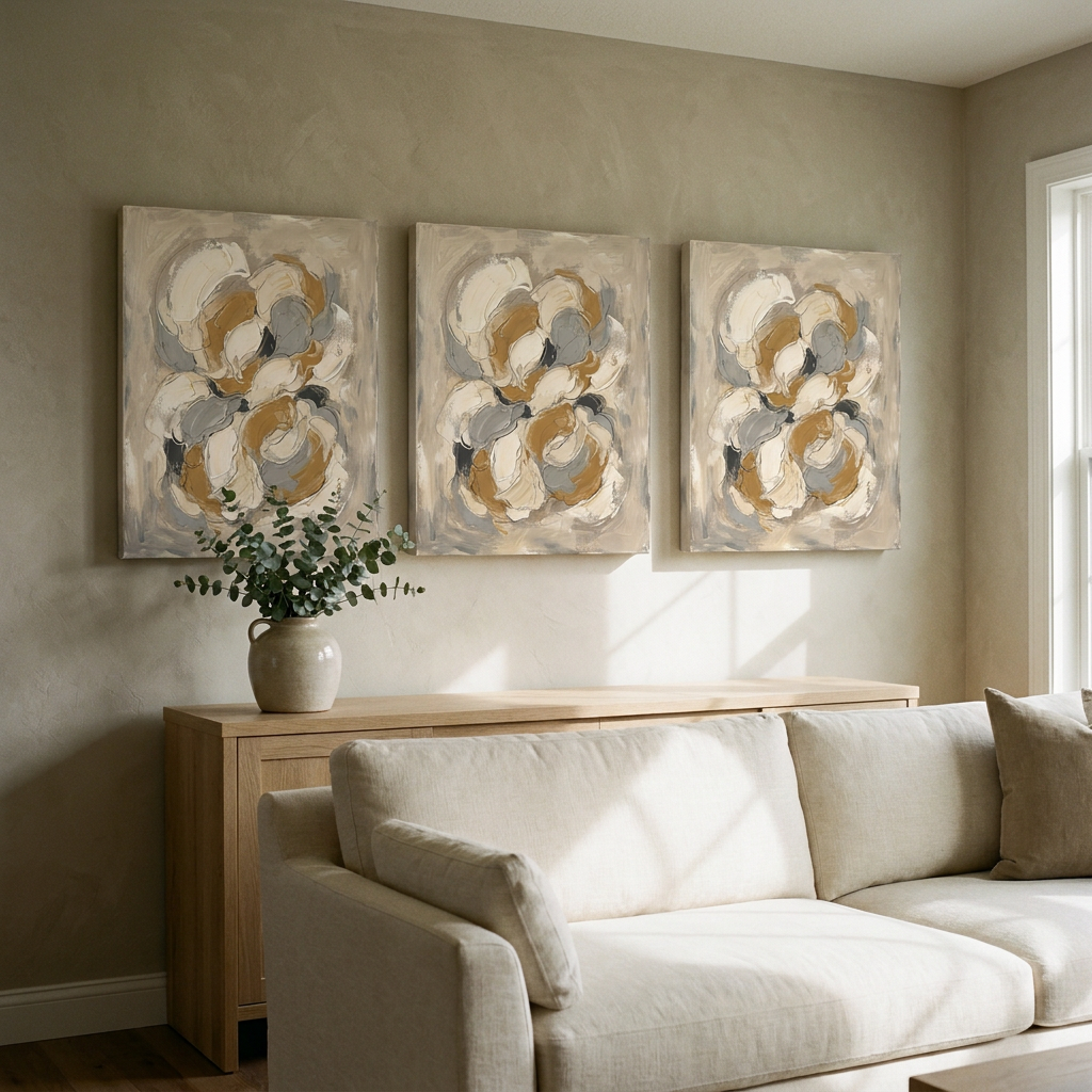 Warm Neutral Floral Petal Ring Abstract Canvas Print - BloomWorld wall art print