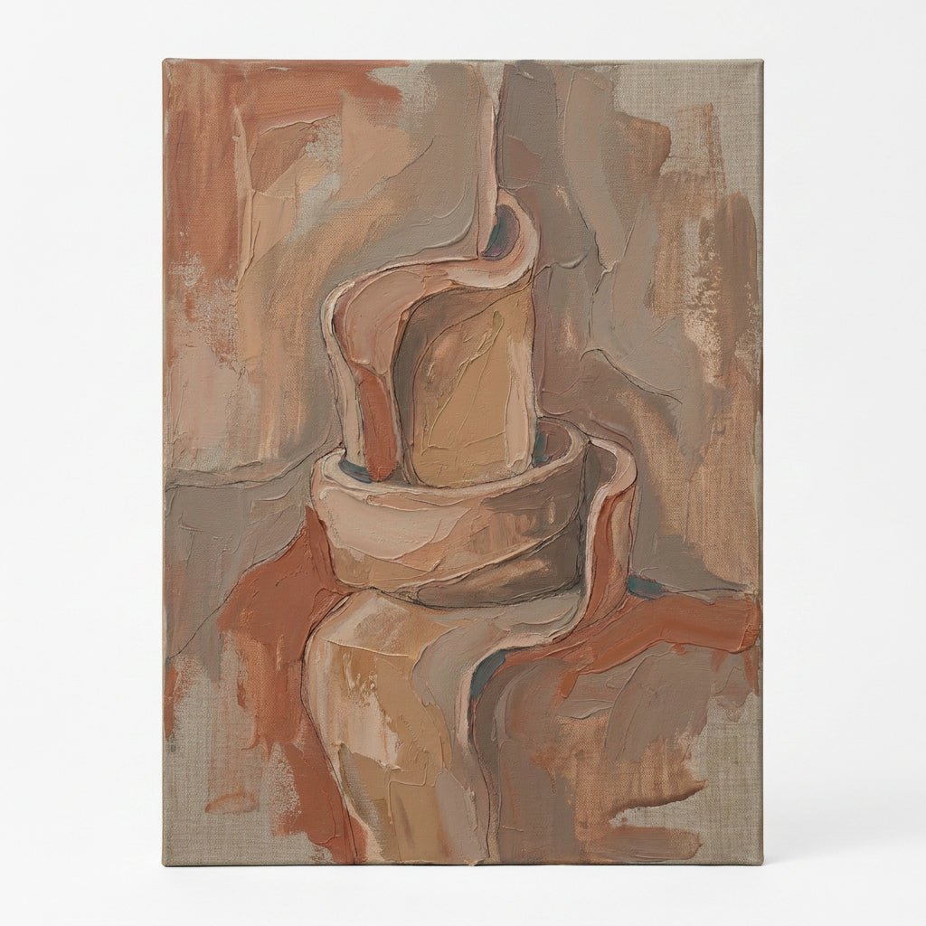 Clay Sculptural Forms earth tone abstract wall art - BloomWorld wall art print