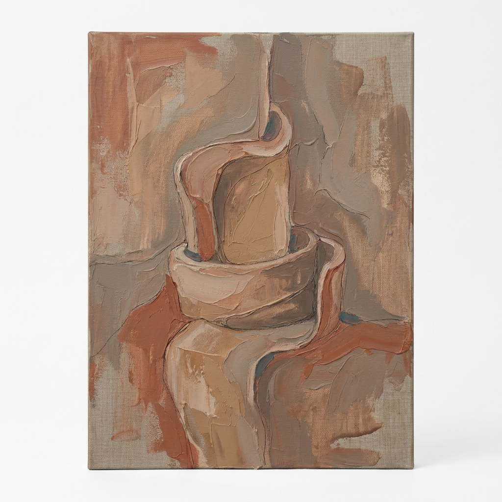 Clay Sculptural Forms earth tone abstract wall art - BloomWorld wall art print