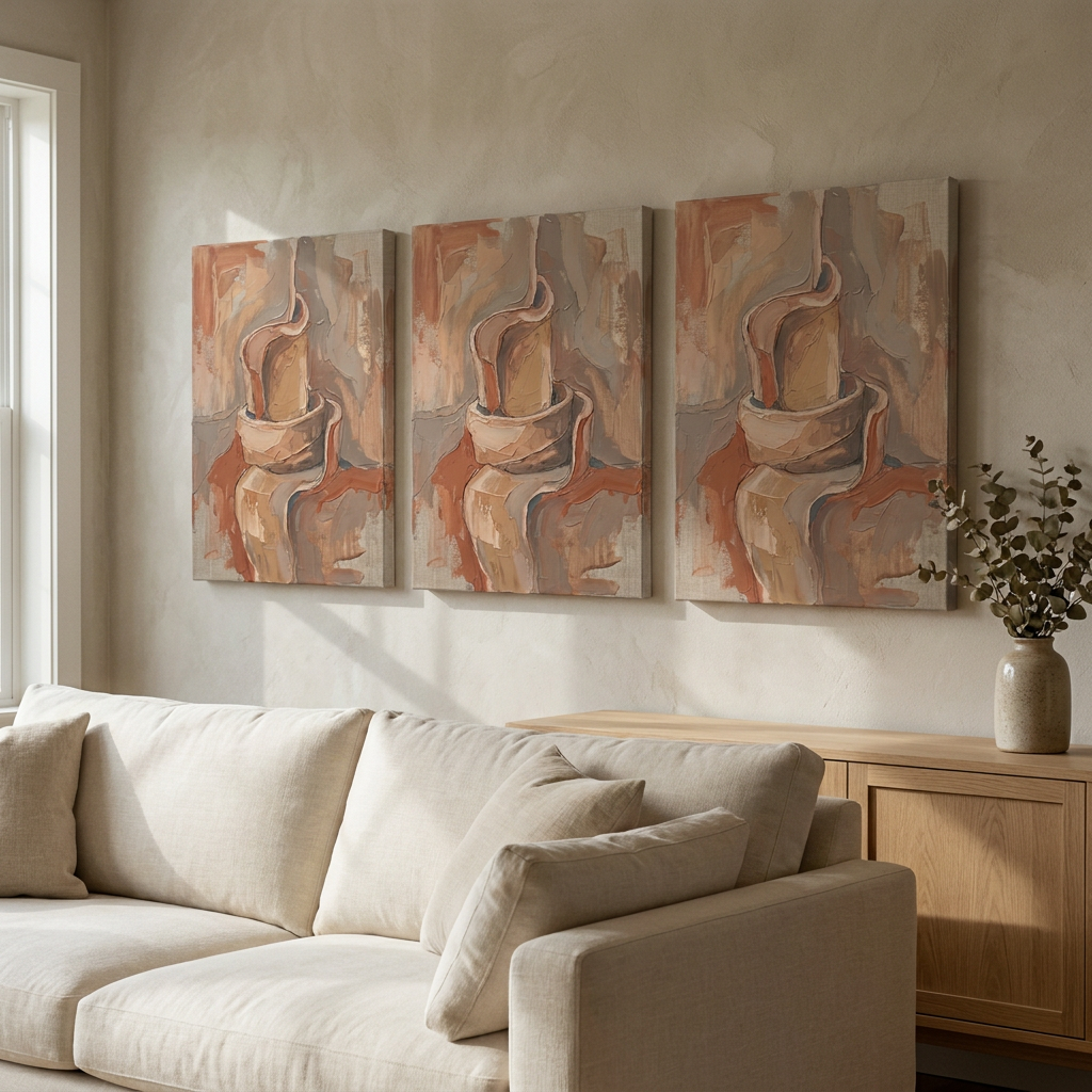 Clay Sculptural Forms earth tone abstract wall art - BloomWorld wall art print