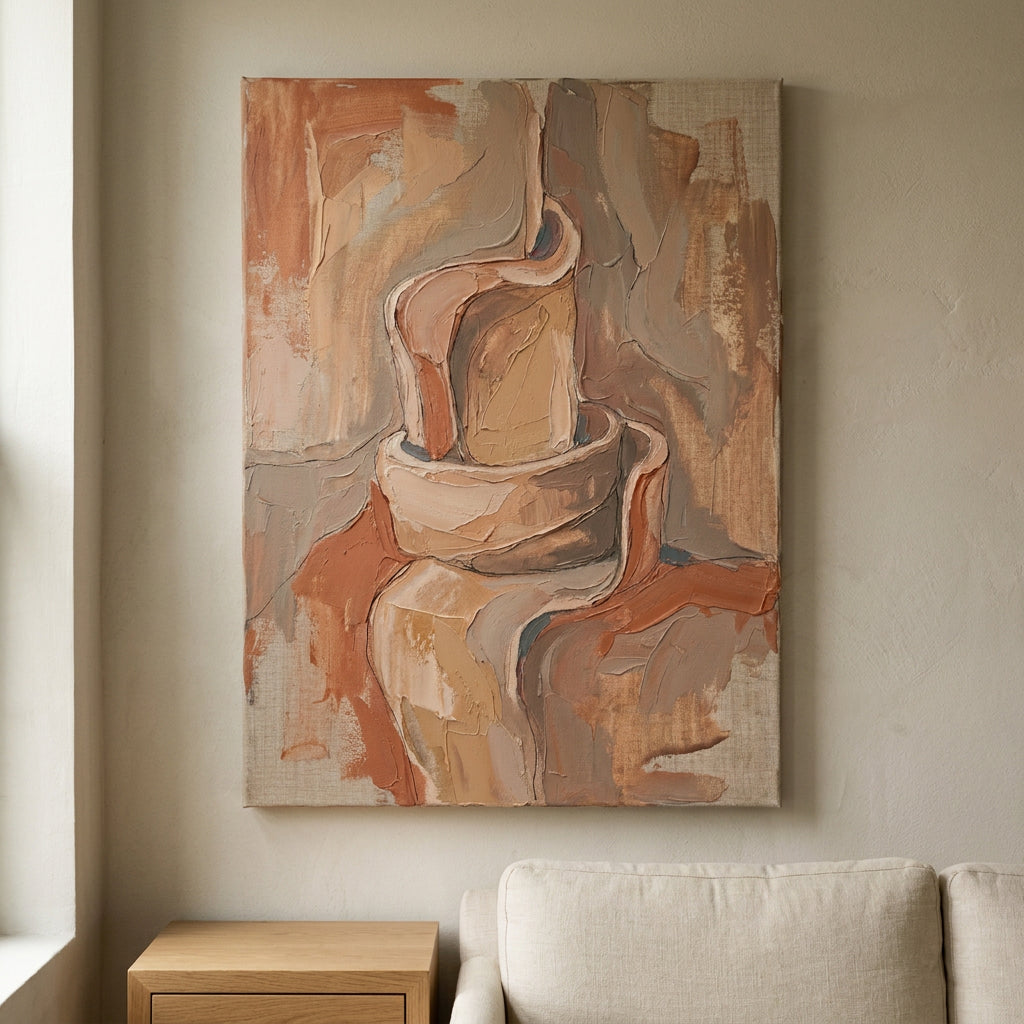 Clay Sculptural Forms earth tone abstract wall art - BloomWorld wall art print