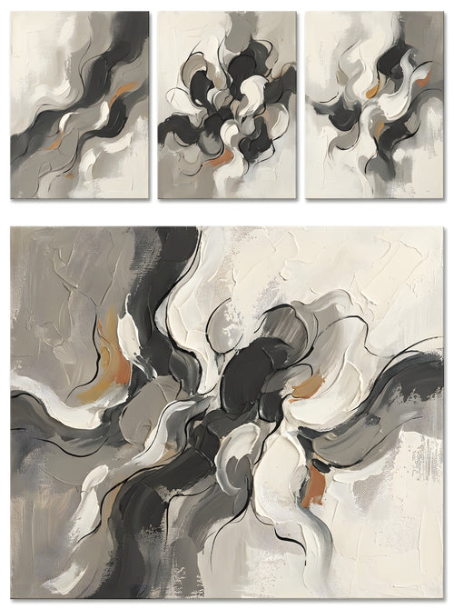Beige Black Abstract Wall Art, Neutral Decor, Gallery Wrapped Canvas, Gift