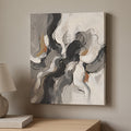 Beige Black Abstract Wall Art, Neutral Decor, Gallery Wrapped Canvas, Gift
