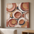 Sculptural Clay Forms Abstract Canvas — abstract, abstract wall art, canvas wall art shown on a wall in a styled interior, view C8 (canvas print) | BloomWo