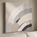 Warm Neutral Arcs Abstract Wall Art — abstract, abstract wall art, canvas wall art shown on a wall in a styled interior, view C8 (canvas print) | BloomWorl