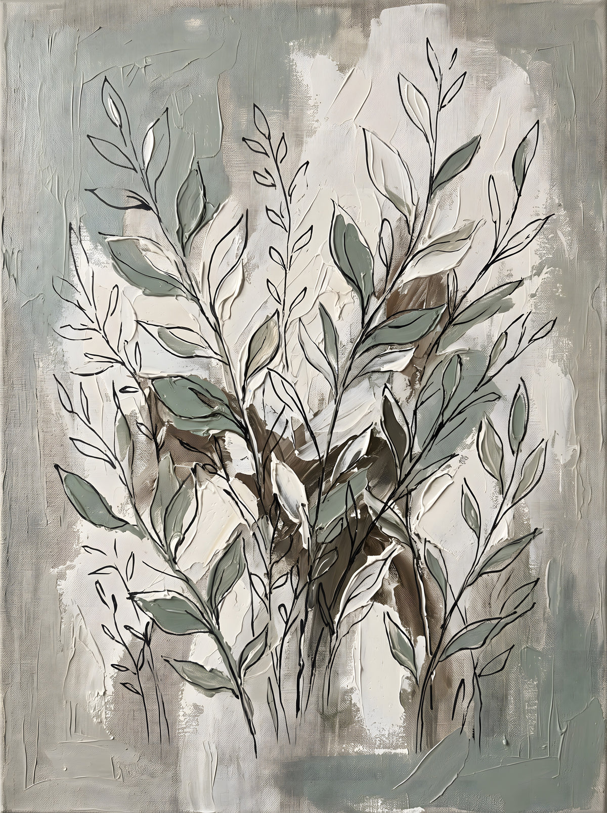 Sage Botanical Abstraction Canvas — abstract, abstract wall art, full artwork view, abstract canvas wall art print | BloomWorld Art