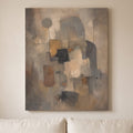 Warm Greige Geometric Blocks Abstract Canvas Print — abstract wall art, bedroom decor, canvas wall art shown on a wall in a styled interior, view C8 (canvas print) | Bloom