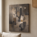 Earth Tone Geometric Abstract Canvas Print — abstract wall art, bedroom decor, canvas wall art shown on a wall in a styled interior, view C8 (canvas print) |