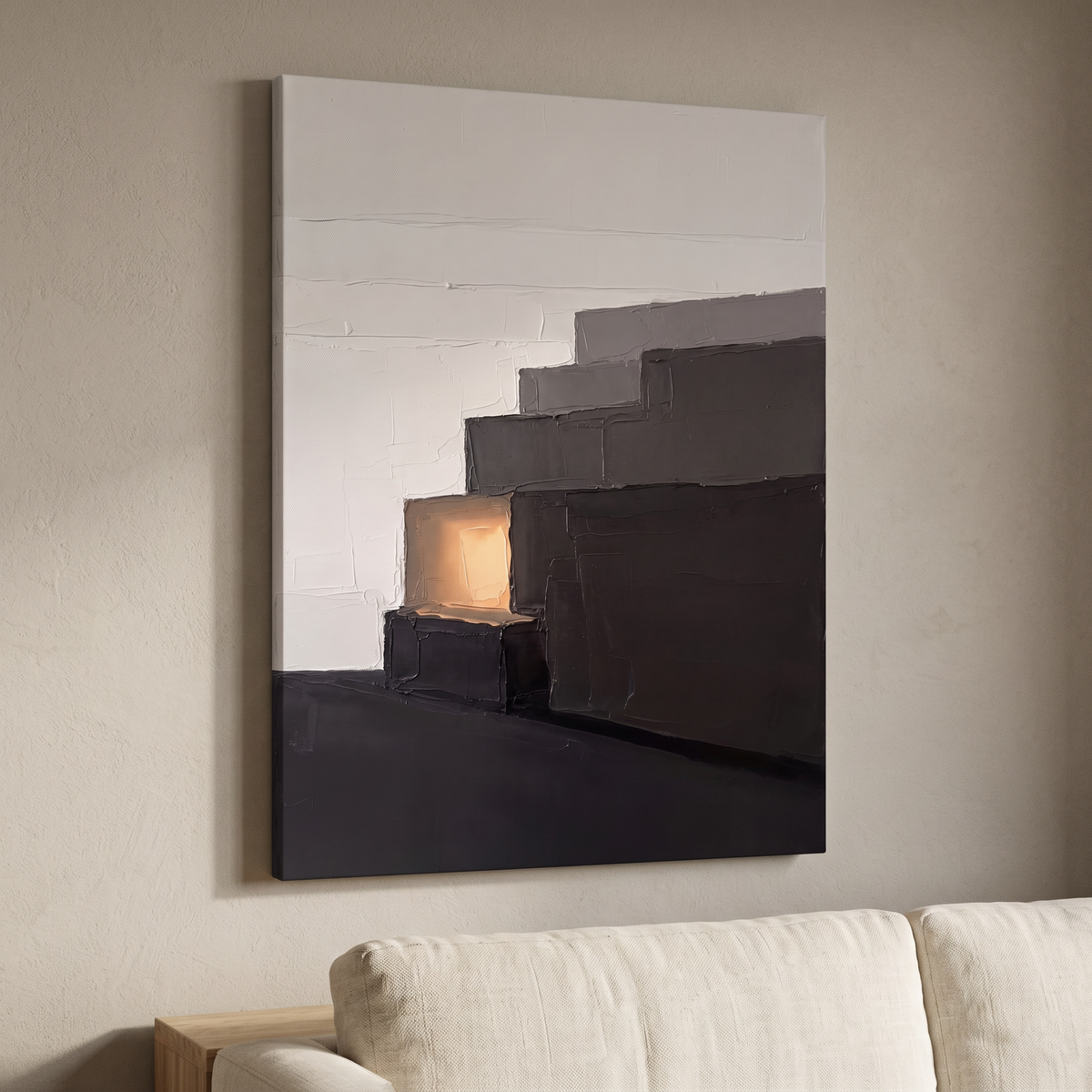 Large Black And White Abstract Canvas Art