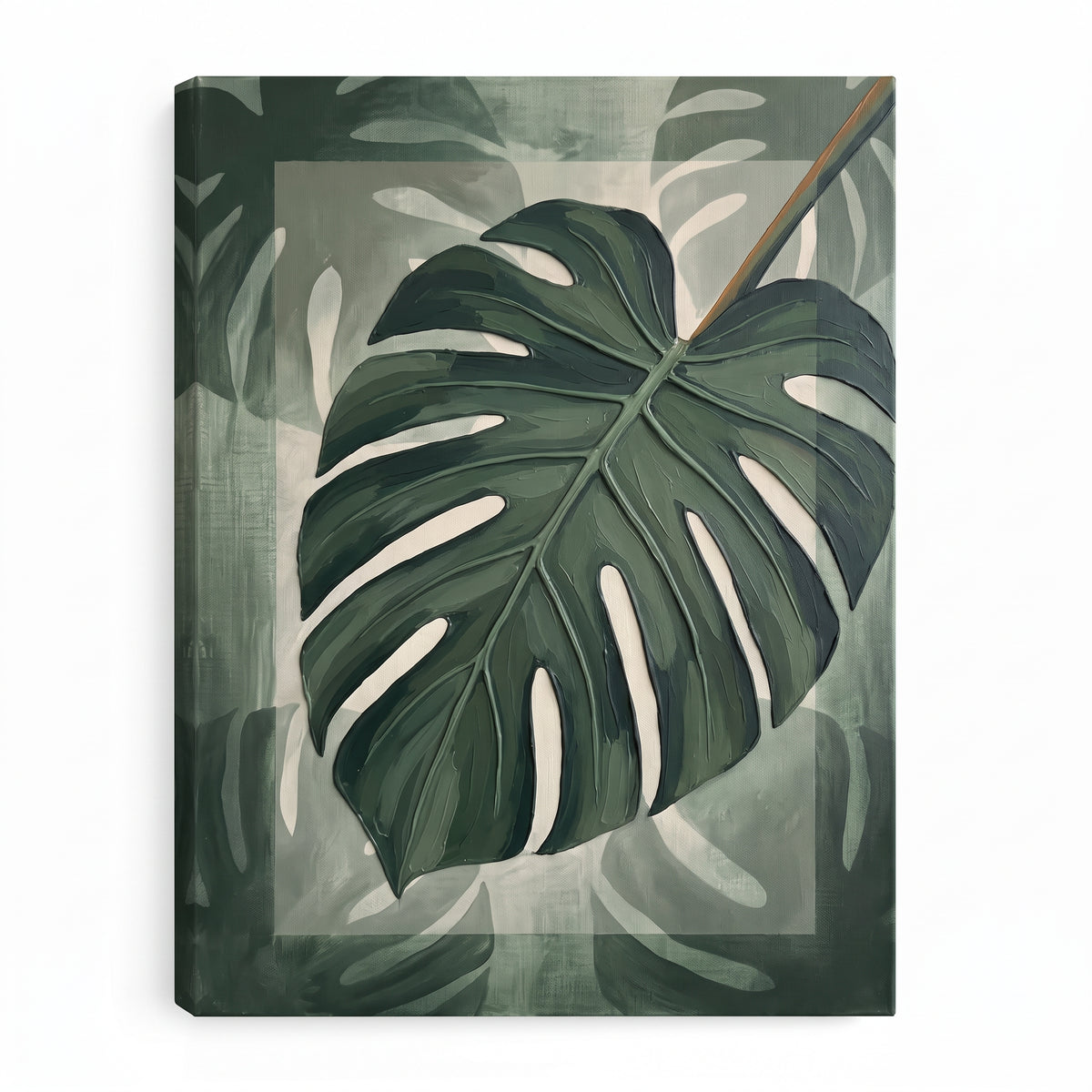 Tropical Wall Art for Bedroom — bedroom decor, blue ocean wall art, canvas wall art shown on a wall in a styled interior, view C1 (tropical botanical) | BloomWo