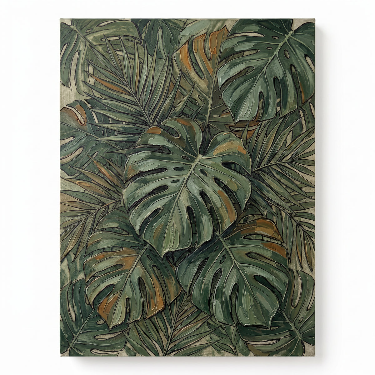 Jungle Nursery Decor — botanical print, botanical wall art, canvas wall art shown on a wall in a styled interior, view C1 (tropical botanical) | BloomWorld Art