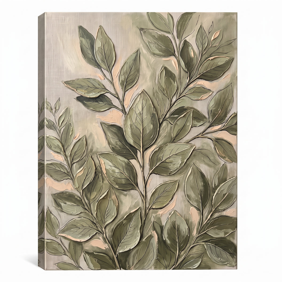 Botanical Blue Wall Art — stretched canvas on a wall in a living room, gallery-wrapped canvas wall art by BloomWorld