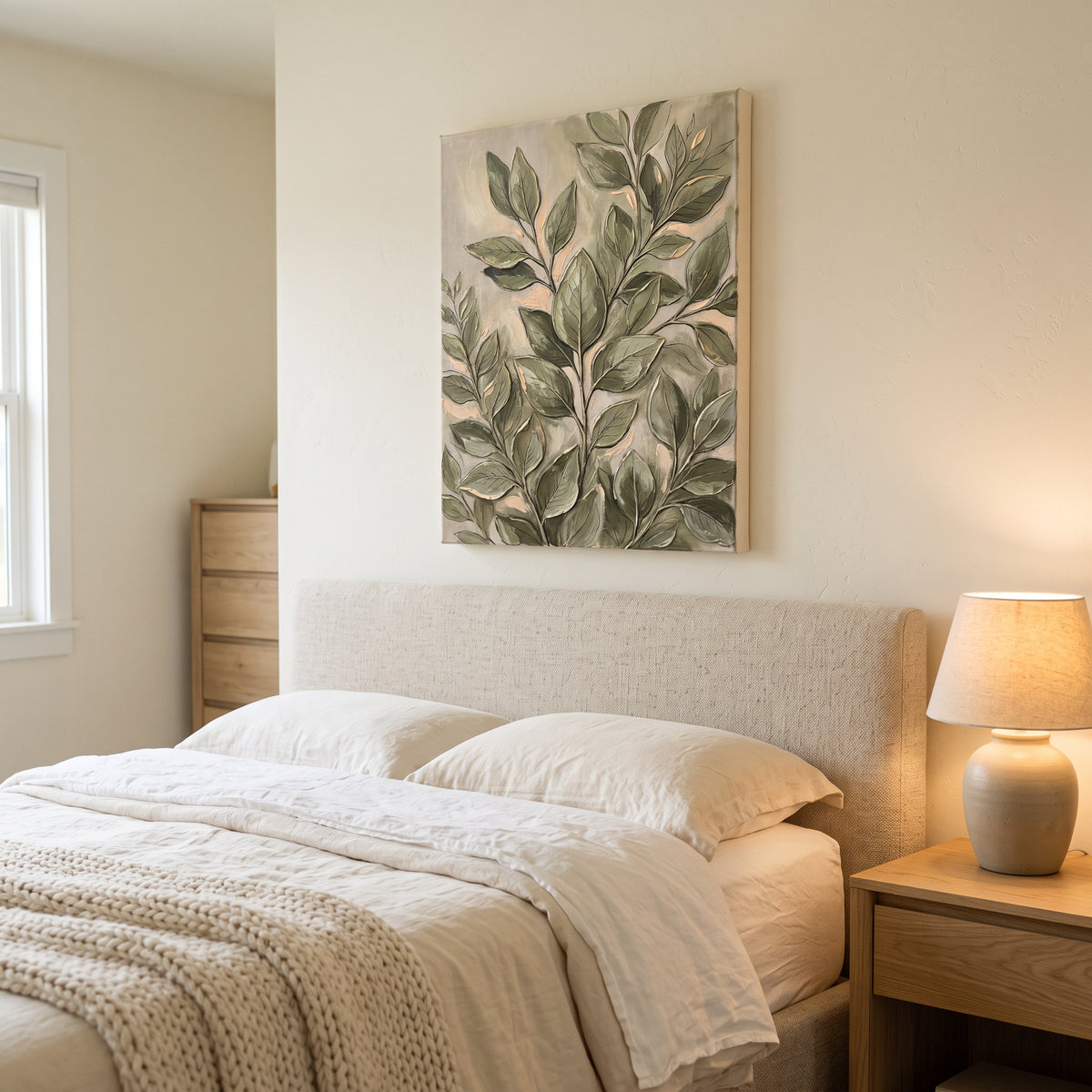 Botanical Blue Wall Art — canvas in a dining room setting, gallery-wrapped canvas wall art by BloomWorld