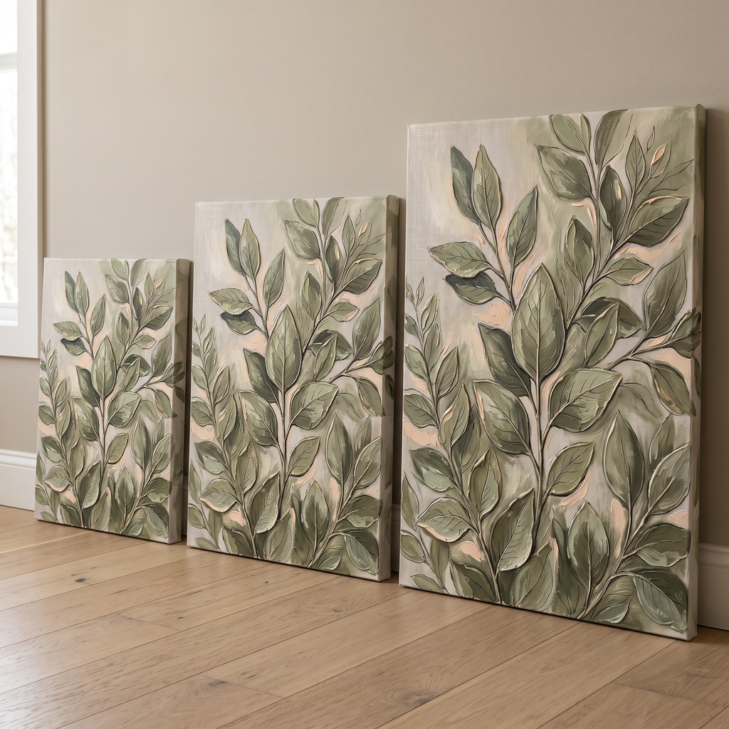 Botanical Blue Wall Art — close-up of the printed canvas surface, gallery-wrapped canvas wall art by BloomWorld