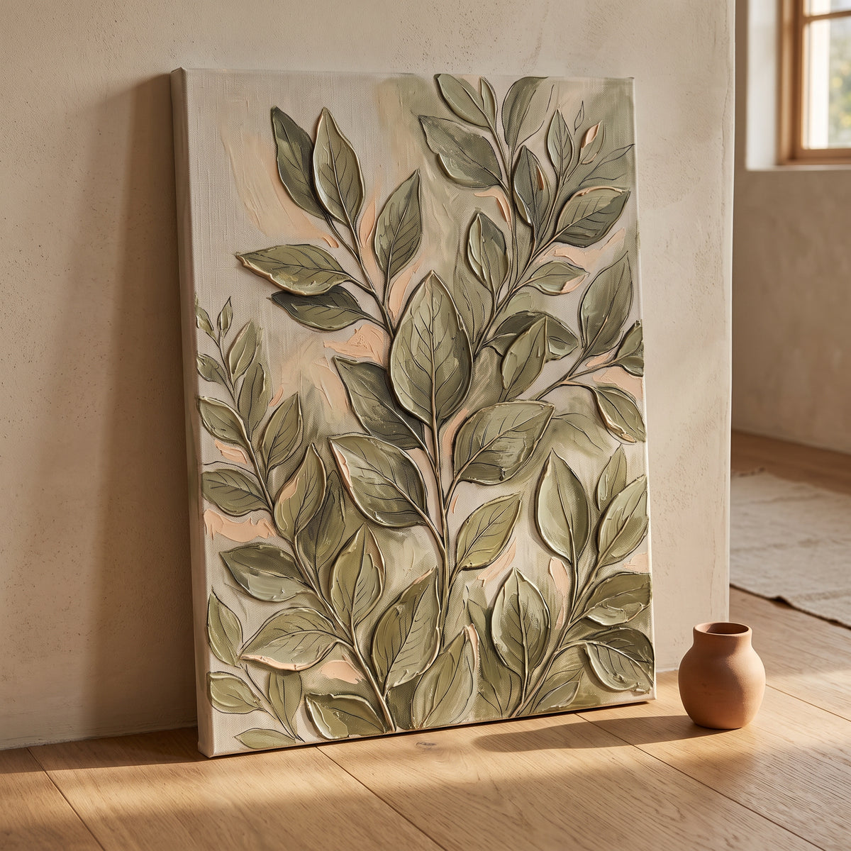 Botanical Blue Wall Art — canvas styled above a bed headboard, gallery-wrapped canvas wall art by BloomWorld
