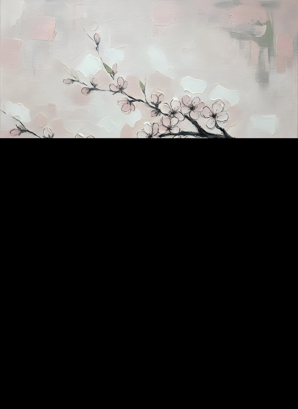 Cherry Blossom Wall Art, Japanese Zen Canvas, Living Room Decor, Gift