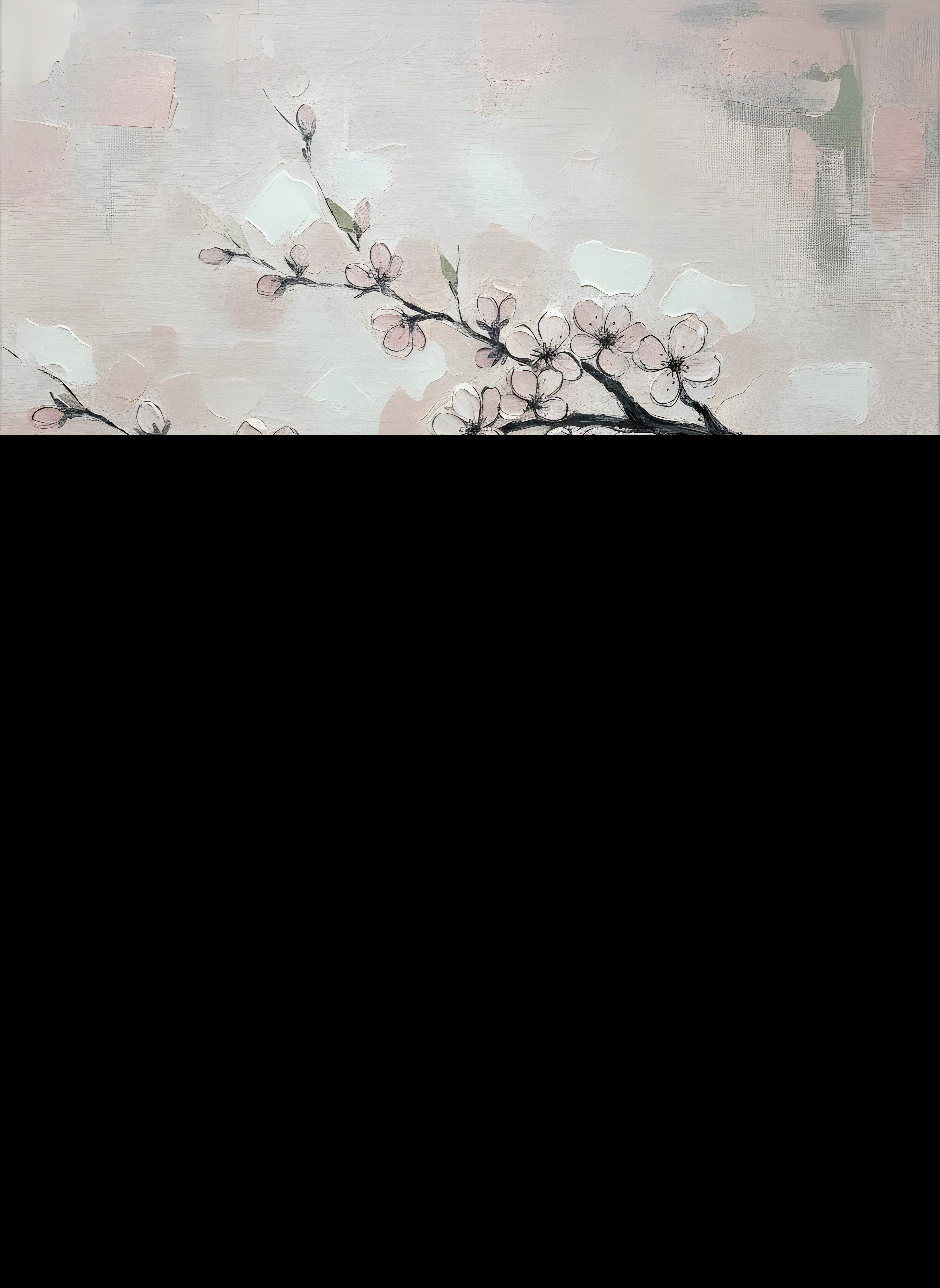 Cherry Blossom Wall Art, Japanese Zen Canvas, Living Room Decor, Gift
