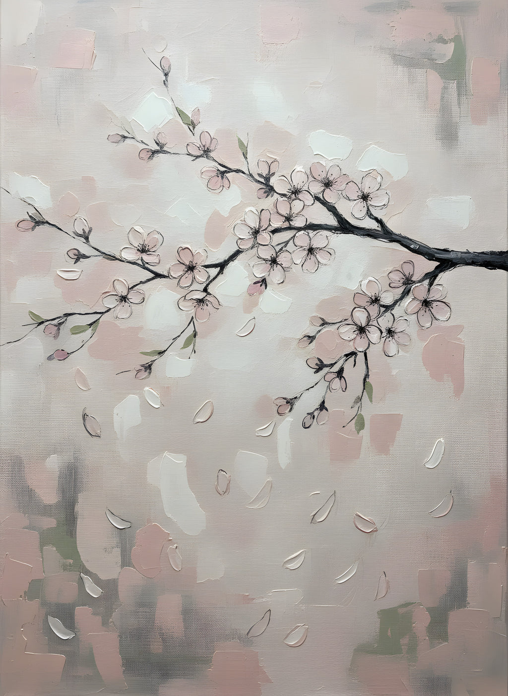 Cherry Blossom Wall Art, Japanese Zen Canvas, Living Room Decor, Gift