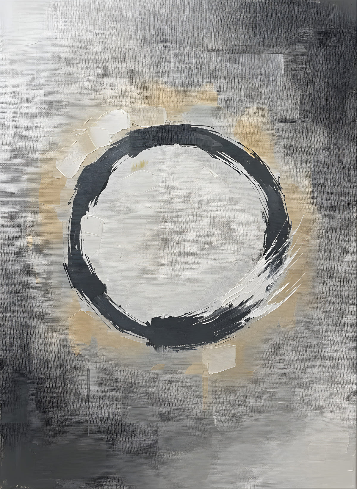 Zen Circle Wall Art — bedroom wall art, enso wall art, full artwork view, Japandi / Japanese zen canvas wall art print | BloomWorld Art