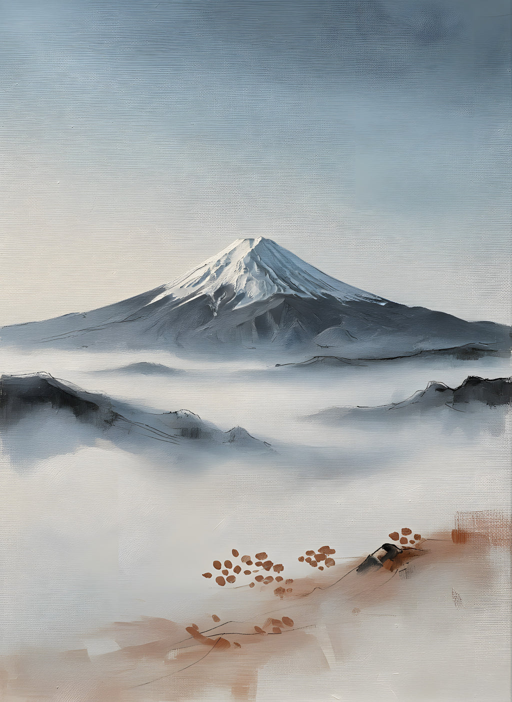 Mount Fuji Wall Art, Japanese Landscape Canvas, Living Room Decor