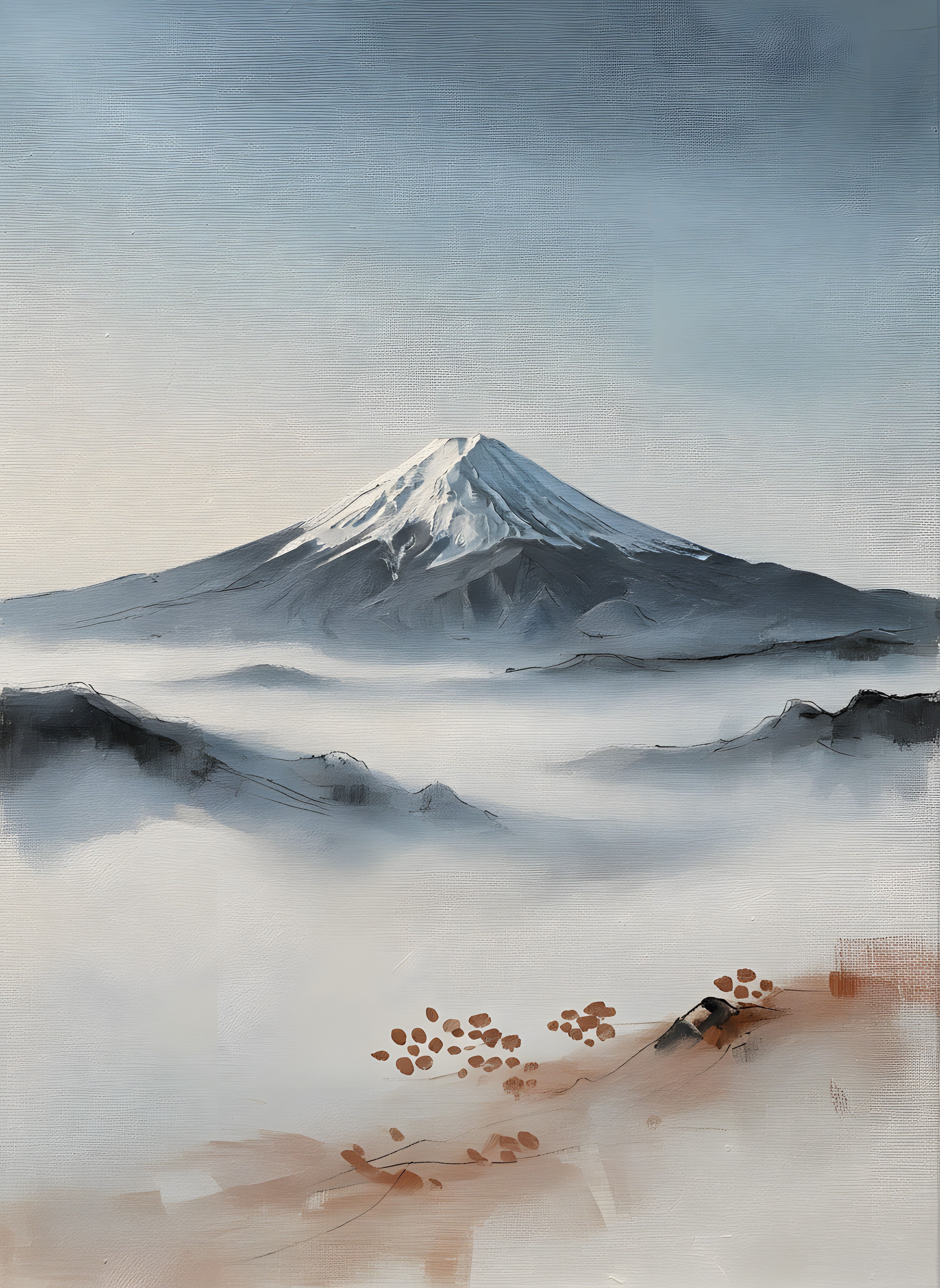 Mount Fuji Wall Art, Japanese Landscape Canvas, Living Room Decor