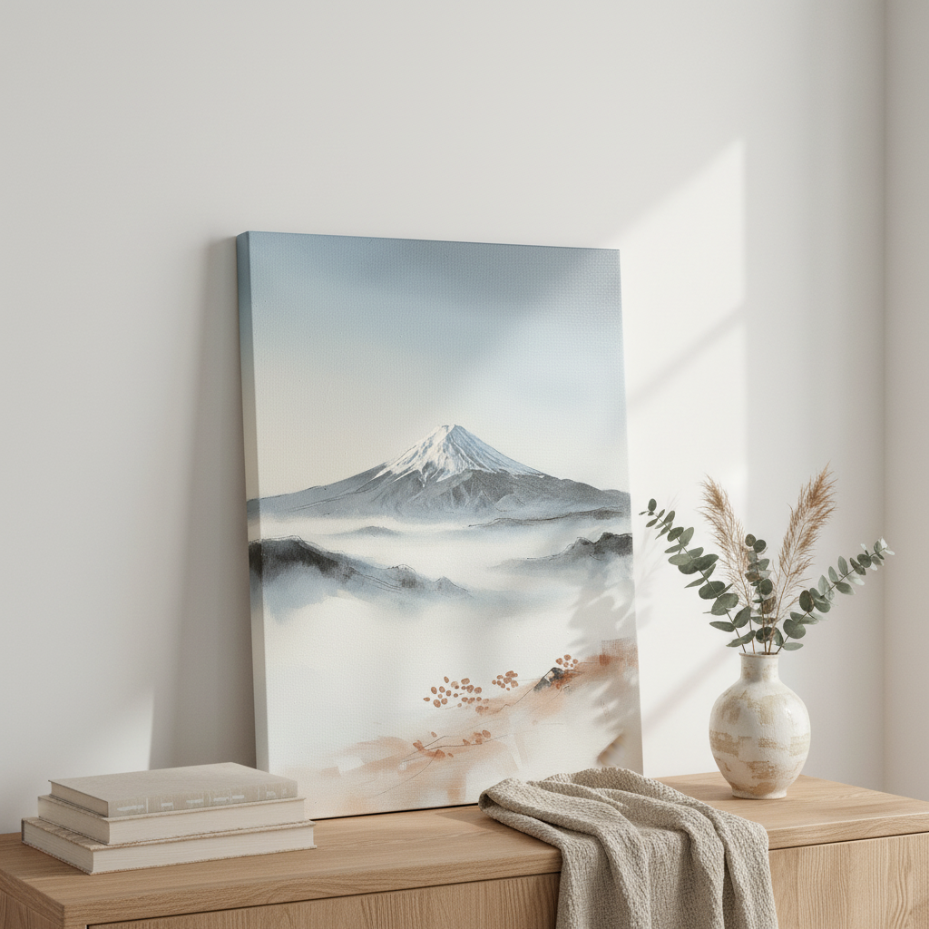 Mount Fuji Wall Art, Japanese Landscape Canvas, Living Room Decor