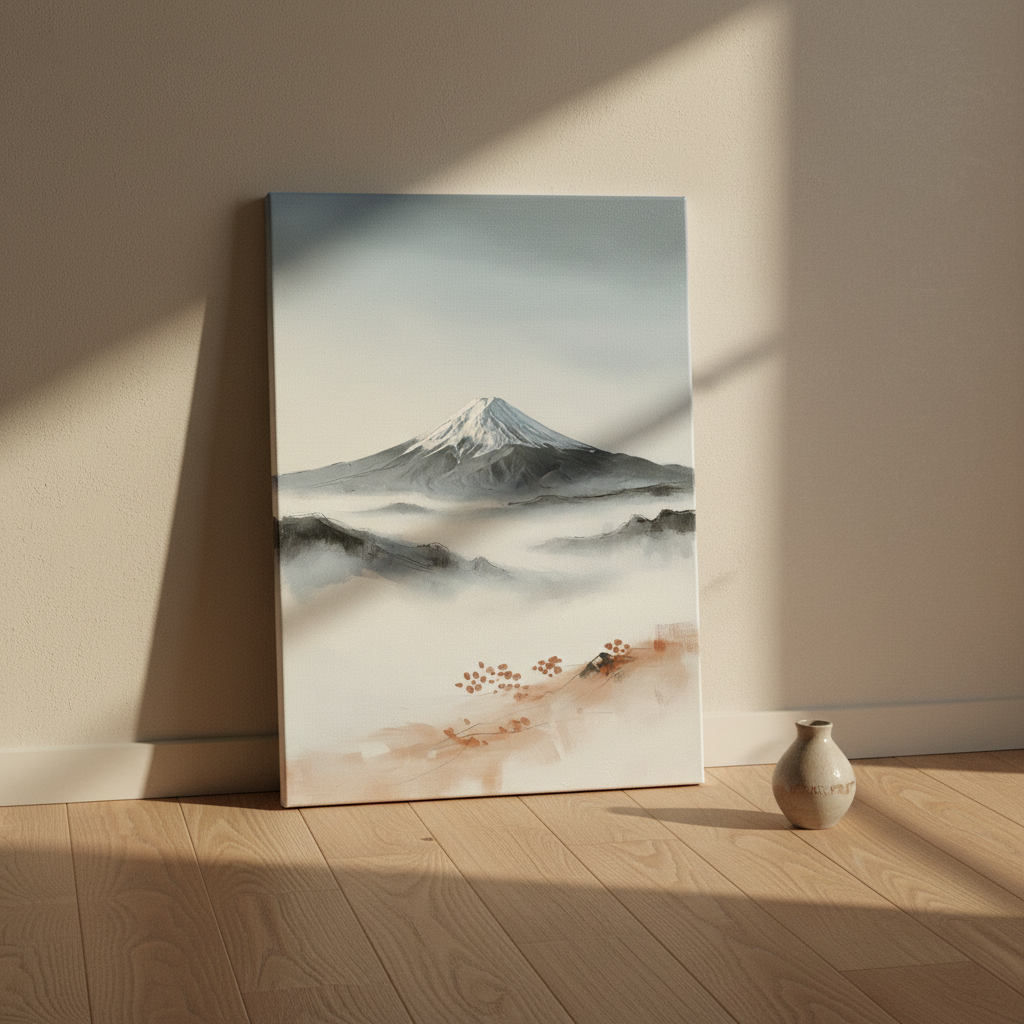 Mount Fuji Wall Art, Japanese Landscape Canvas, Living Room Decor