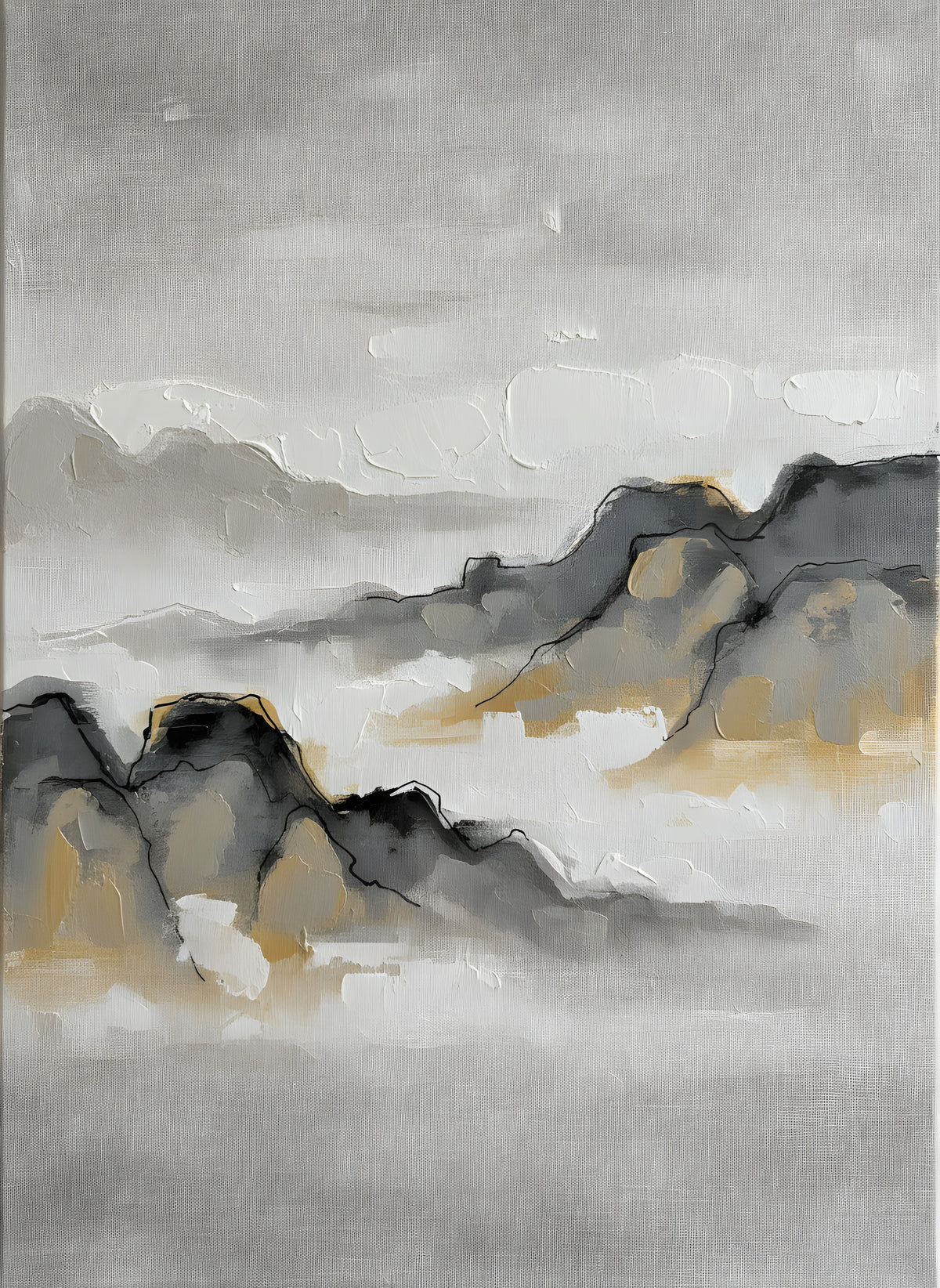 Ink Wash Landscape Wall Art — bedroom wall art, giclee canvas art, full artwork view, Japandi / Japanese zen canvas wall art print | BloomWorld Art
