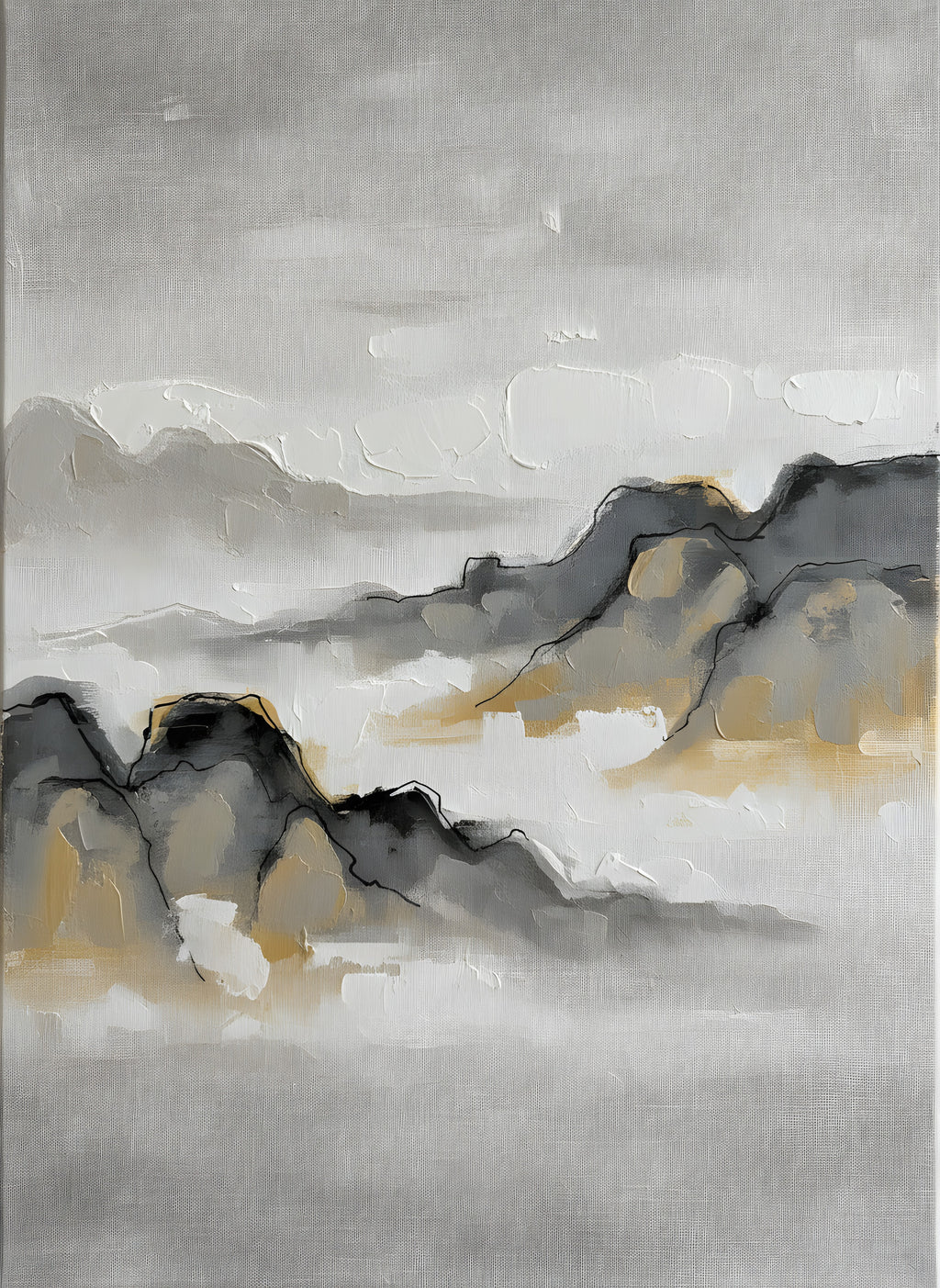 Ink Wash Landscape Wall Art, Japanese Sumi-e Canvas, Bedroom Decor